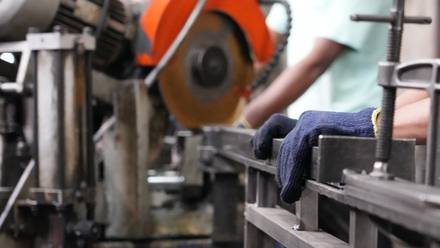 Cutting stock on the cold saw.