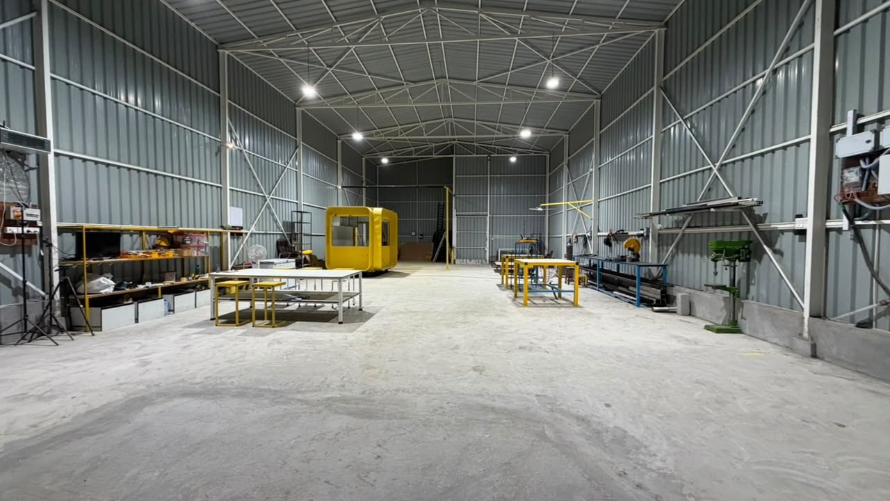 Industrial factory floor with machinery