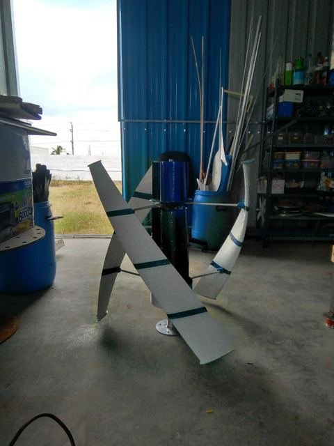 Vertical wind turbine prototype in the workshop