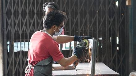 Assembling a fabricated frame.