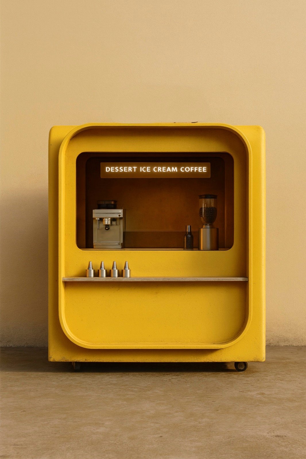 Bapsule pod configured as a coffee and dessert kiosk
